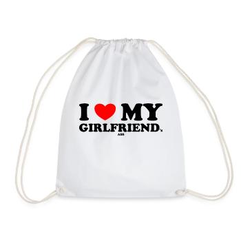 I love my girlfriends funny shirt valentine's day - Drawstring Bag - white - Front