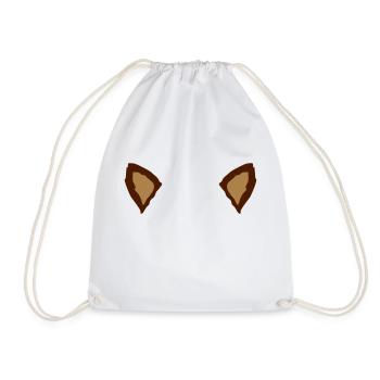 2 animal ears - Drawstring Bag - white - Front
