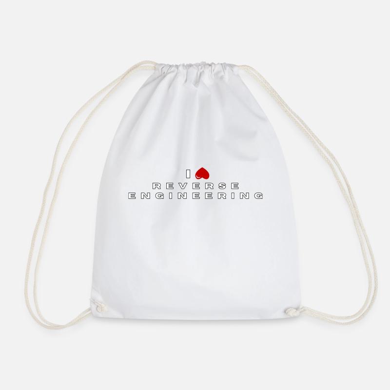 I hate Reverse engineering - Drawstring Bag - white