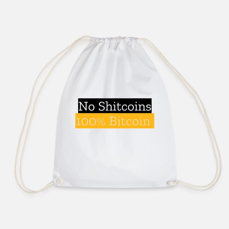 No Shitcoins 100% Bitcoin - Drawstring Bag - white