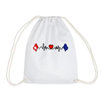 Cardio cardiaque avec drapeau suisse, drapeau européen - Sac de sport léger - blanc - Devant