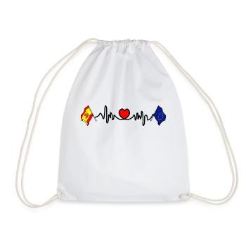 Cardio cardiaque avec drapeau Espagne, drapeau Europe - Sac de sport léger - blanc - Devant