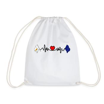 Cardio heart Flag cyprus, flag Europe - Drawstring Bag - white - Front