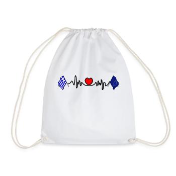 Cardio heartFlag Greece, flag Europe - Drawstring Bag - white - Front