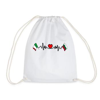 Cardio cardiaque avec drapeau Italie, Bulgarie - Sac de sport léger - blanc - Devant