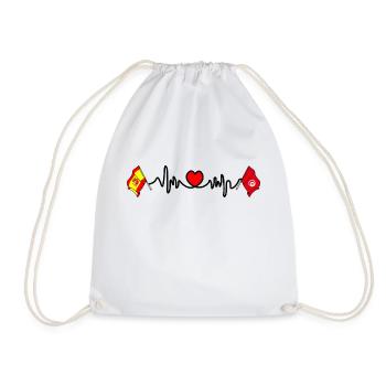 Cardio Cœur avec Drapeau Espagne, Tunisie - Sac de sport léger - blanc - Devant