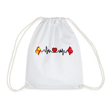 Cardio Heart with Flag Spain, Turkey - Drawstring Bag - white - Front