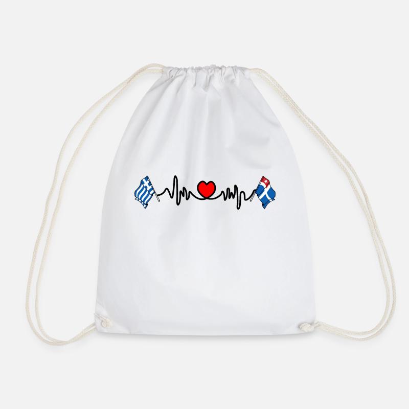 Cardio cardiaque avec drapeau de la Grèce et drapeau de la Crète - Sac de sport léger - blanc
