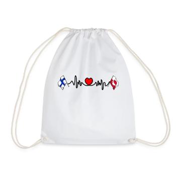 Cardio heart Flag Finland, flag Greenland - Drawstring Bag - white - Front