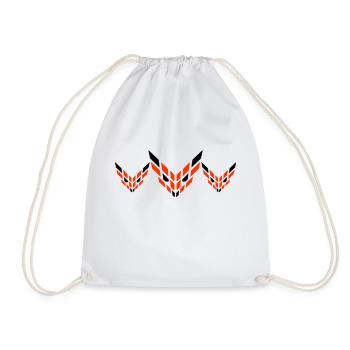3 Foxes Abstract Logo Evil Eye Friends Team - Drawstring Bag - white - Front