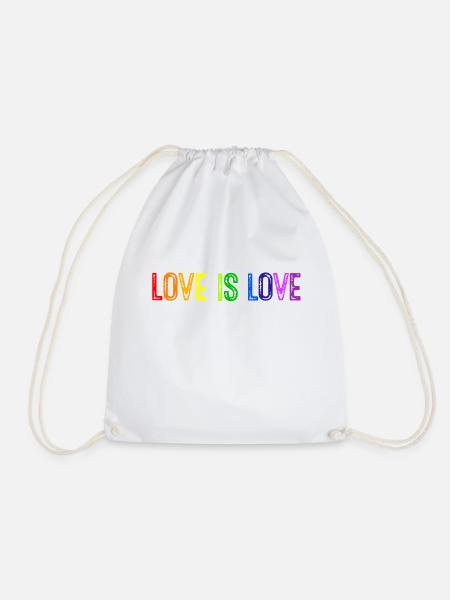 Love is Love Rainbow colors - Drawstring Bag - white