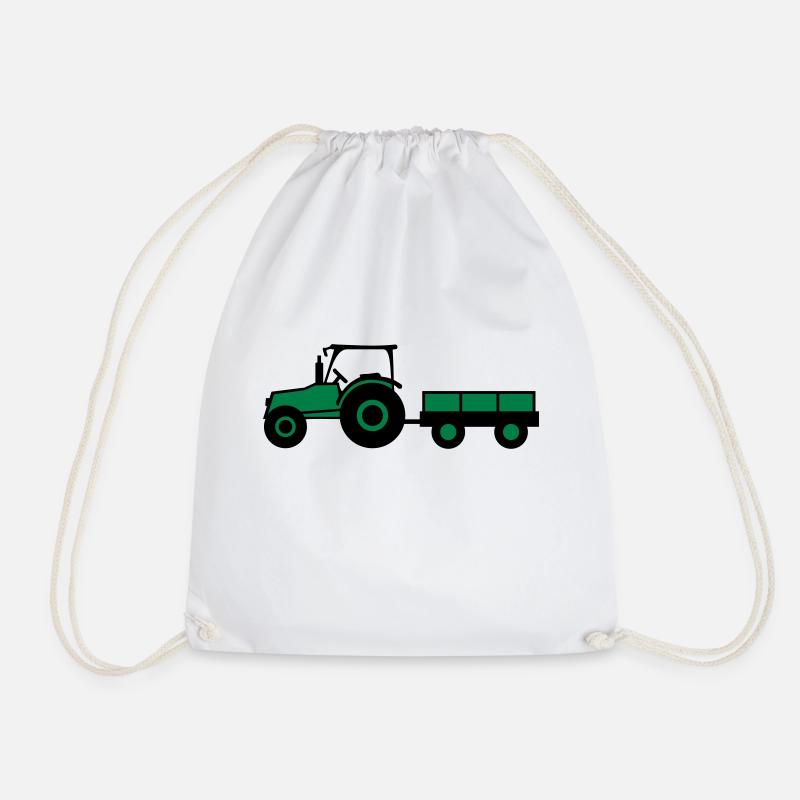 Tractor With Trailer - Turnbeutel - Weiß