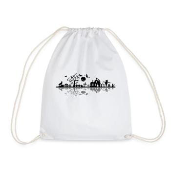 Holiday - Halloween Moon Scarecrow - Drawstring Bag - white - Front