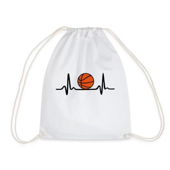 Basketball Heartbeat - Drawstring Bag - white - Front