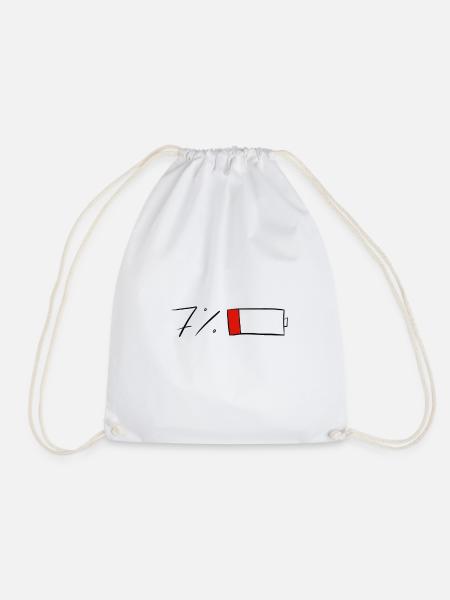 7% Battery - Drawstring Bag - white
