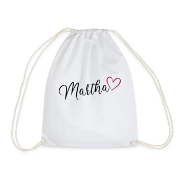 Martha nom de famille prénom nom de jeune fille avec coeur - Sac de sport léger - blanc - Devant