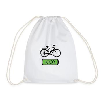 E-bike bicycle battery - Drawstring Bag - white - Front