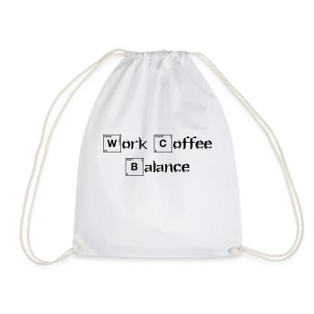 Work Coffee Balance Saying Work Coffee English - Drawstring Bag - white - Front