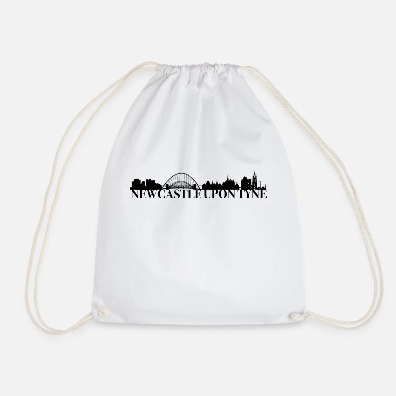 Newcastle Upon Tyne England Skyline Gift Idea - Drawstring Bag - white