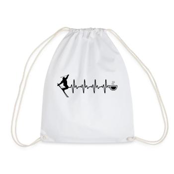 Heartbeat Coffee & Skiing - (2) - Drawstring Bag - white - Front