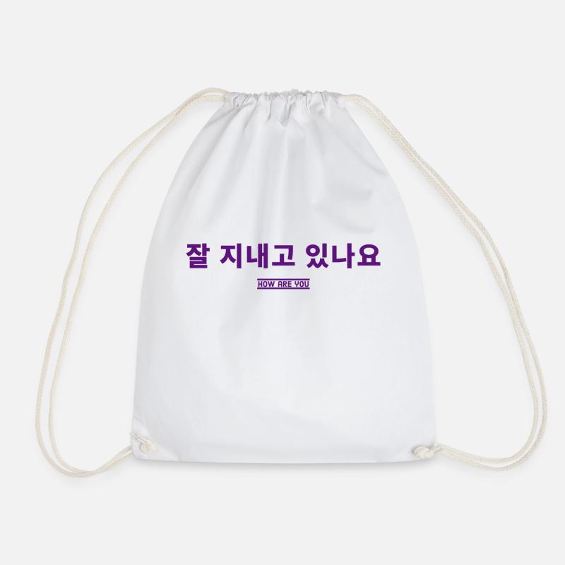 Korean - Drawstring Bag - white