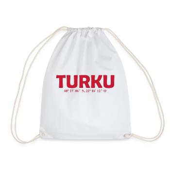 Turku Finland - Coordinates - Longitude - Latitude - Drawstring Bag - white - Front