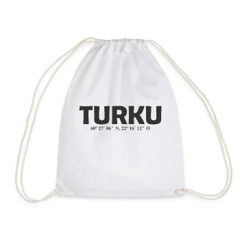 Turku Finland - Coordinates - Longitude - Latitude - Drawstring Bag - white - Front