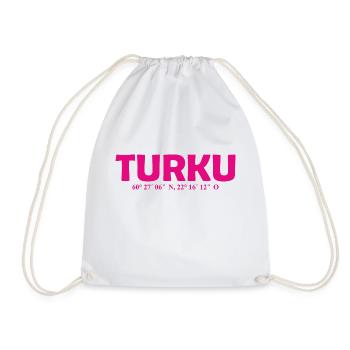 Turku Finland - Coordinates - Longitude - Latitude - Drawstring Bag - white - Front
