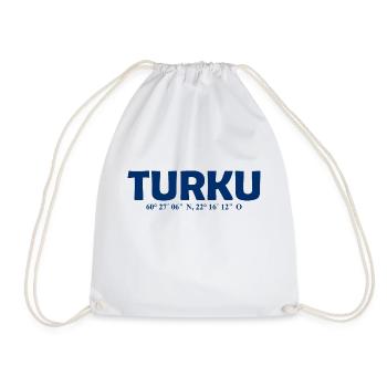 Turku Finland - Coordinates - Longitude - Latitude - Drawstring Bag - white - Front