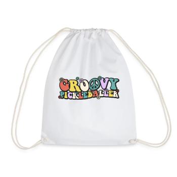 Groovy Pickleballer - Drawstring Bag - white - Front