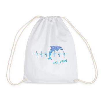 Dolphin, Delfin, Herzschlag mit Delfin, dolphin - Turnbeutel - Weiß - Vorne