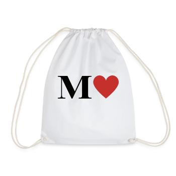 Lettre m cœur rouge - Sac de sport léger - blanc - Devant