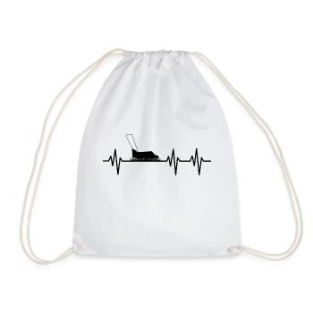 Lawn Mower Heartbeat Grass Mowing Gardening - Drawstring Bag - white - Front
