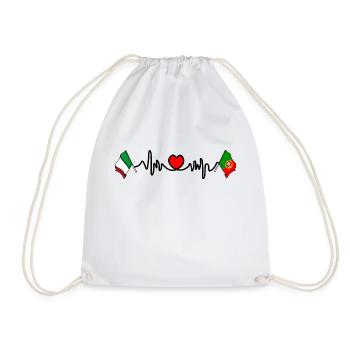 Cardio cardiaque avec drapeau Italie, Portugal - Sac de sport léger - blanc - Devant