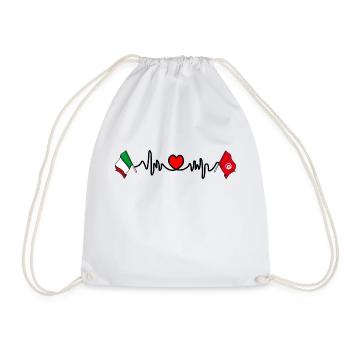 Cardio Cœur avec Drapeau Italie, Tunisie - Sac de sport léger - blanc - Devant