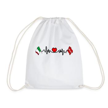 Cardio Herz mit Flagge Italien, Lettland - Turnbeutel - Weiß - Vorne