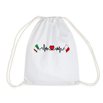 Cardio Cœur avec Drapeau Italie, Malte - Sac de sport léger - blanc - Devant