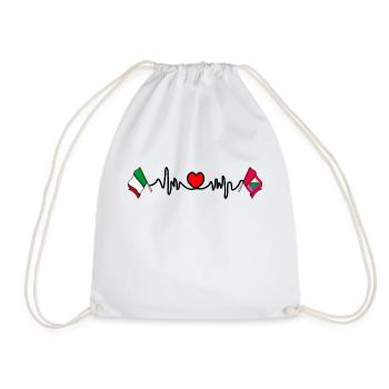 Cardio heart Flag Italy, flag region Abruzzo - Drawstring Bag - white - Front