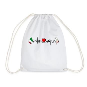 Cardio heart Flag Italy, flag region Apulia - Drawstring Bag - white - Front