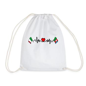 Cardio heart Flag Italy, flag region Liguria - Drawstring Bag - white - Front