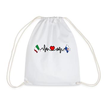 Cardio cardiaque Drapeau Italie et drapeau région Vallée d’Aoste - Sac de sport léger - blanc - Devant