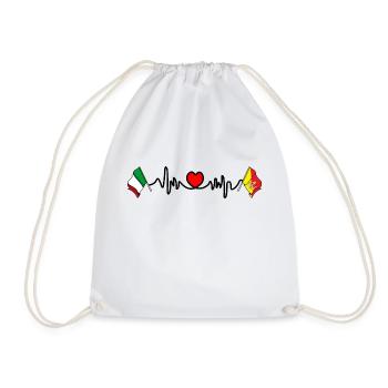 Cardio heart with Flag Italy, region Sicily - Drawstring Bag - white - Front