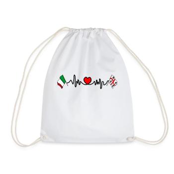 Cardio heart with Flag Italy, region Sardinia - Drawstring Bag - white - Front