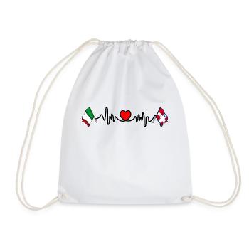 Cardio cardiaque avec drapeau Italie région Piémont - Sac de sport léger - blanc - Devant