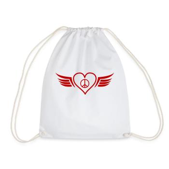 Heart Wings Peace - Drawstring Bag - white - Front