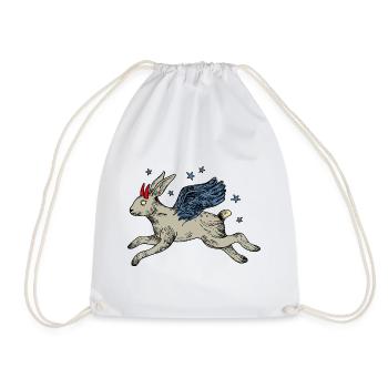 Winged hare in star flight - Drawstring Bag - white - Front
