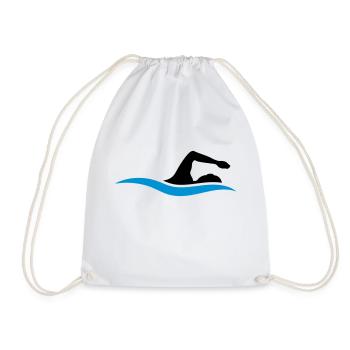 logo black swimming swimmer club team wasse - Drawstring Bag - white - Front