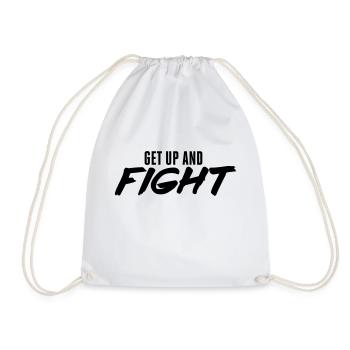 GET UP AND FIGHT - Drawstring Bag - white - Front