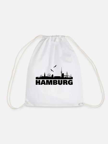 Hamburg Skyline black - Turnbeutel - Weiß