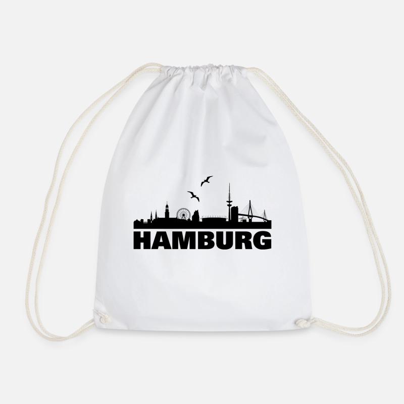 Hamburg Skyline black - Turnbeutel - Weiß